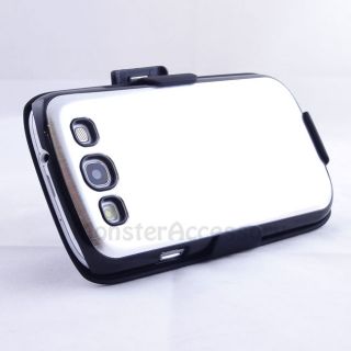 White Aluminum Brushed Holster Combo Case for Samsung Galaxy s III 3 