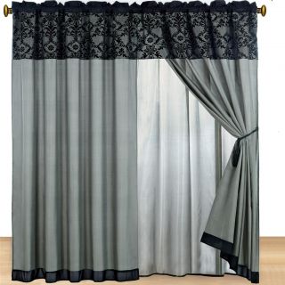   *Noble Harmony* Flocking Comforter Set KING Bed w/ Matching Curtains