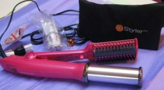 New Pink Instyler Professional Hot Rotating Hair Iron Straightner 