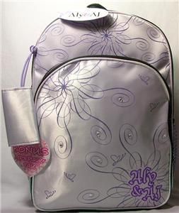 Aly AJ Heart Backpack Black Silver Purple Glitter New