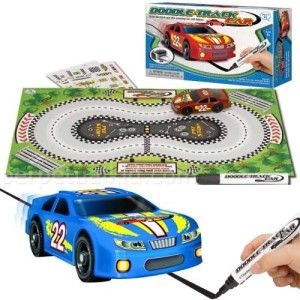 DOODLE TRACK Race/Sports Car Playmat, marker set Draw/Design your own 