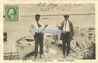 11485 US Alpena Michigan Costumes SHIP Fish from Long Lake Postcard 