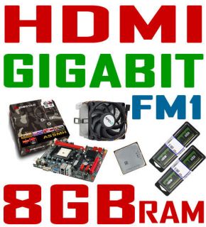 AMD A4 3400 APU CPU BIOSTAR HDMI GIGABIT Motherboard 8GB DDR3 RAM HTPC 