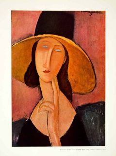   Straw Hat Fashion Eyes Portrait Woman Amedeo Modigliani Cubist