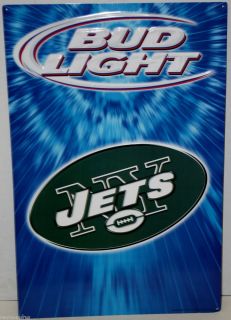 Bud Light Beer New York Jets NFL Football Metal Sign