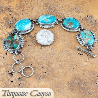 Navajo Native American Pilot Mountain Turquoise Bracelet by Willeto 