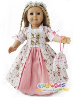 Colonial Dress Gown Fits American Girl Doll Felicity