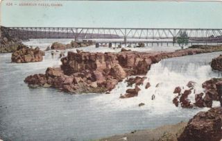 American Falls Idaho Vintage Bridge Waterfall Used 1910s Old Postcard 