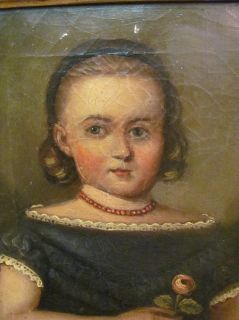 American Folk Art Painting of Little Girl Circa 1825