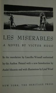 Heritage Press Les Miserables Victor Hugo 2 Vols Slipcase Lynd Ward 