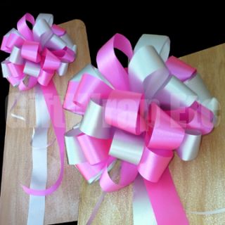 10 Hot Pink Fuchsia Silver Wedding Bows Pew Chair Gift Party Shower 