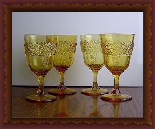 EAPG Amber Wine Goblets Queen Pattern by McKee CA 1894
