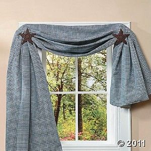 Large Americana Barn Star Rustic Curtain Holders ~NEW~