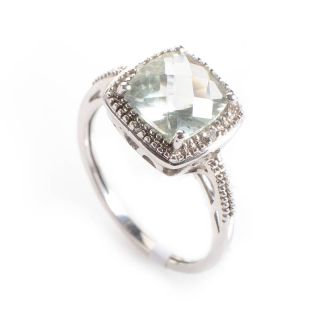 10K White Gold Diamonds Green Amethyst Ring