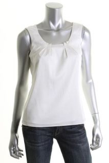 Tahari NEW Alvin Ivory Pleated Button Back Sleeveless Lined Blouse Top 