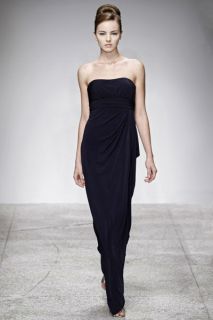 Amsale Bridesmaids Strapless Dress 633J Black Size 10 Jersey Brand New 