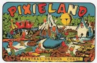 Pixieland Amusement Park Oregon Coast Vintage 50s Style Travel Decal 