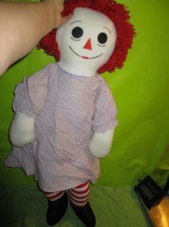   36 TALL RAGGEDY ANN & ANDY VINTAGE 1960s DOLLS w/LAVENDER OUTFIT~EUC