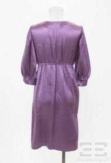 Amanda Uprichard Purple Silk V Neck Dress Size Medium