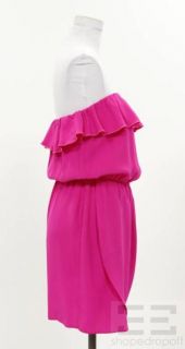 Amanda Uprichard Hot Pink Silk Ruffled Collar Dress Size Medium