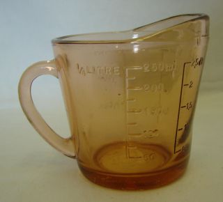 Amber Pink Depression Glass Measure Measuring Cup New