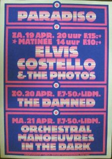 Elvis Costello Damned Amsterdam 1980 Concert Poster