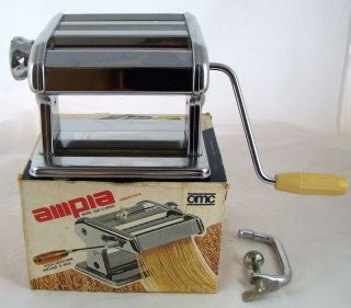 Vintage AMPIA Pasta Machine Model Brevettata #150 Lusso Box Handle 