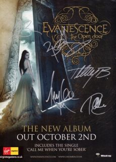   Open Door Fully Signed Autographed Poster CD Shirt Amy Lee RARE