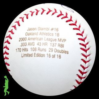 Jason Giambi Signed Auto 2000 American League MVP Baseball Ball 