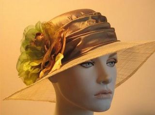 André Ladies Ladys Straw Wide Brim Kentucky Derby Hat