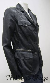 Andrea Jovine Fitted Trench Style Long Sleeve Button Down Jacket Black 