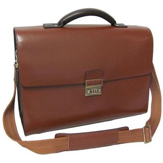 amerileather two tone efficiency leather briefcase brown with a glossy