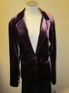 Eileen Fisher Plus Size Stretch Velvet Notch Collar Jacket 1X PORT NWT 