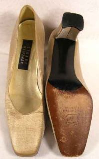Stuart Weitzman Shiny Classic Gold Lame Heels Pumps 9B Womens Shoes 