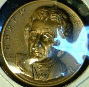 1964 Andrew Jackson High Relief Commemorative Brass Medal Token Coin 