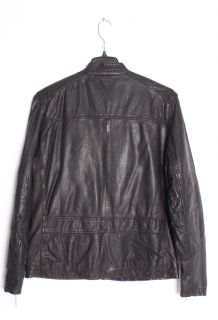 Andrew Marc Mens Warp Black Leather Distressed Motorcycle Jacket 