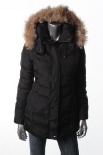 Andrew Marc New Black Quilted Full Zip Hooded Missle Parka Coat 