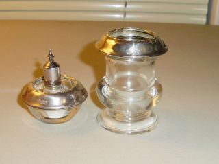    Sterling Silver and Glass Cigarette Lighter and Holder Set Amston
