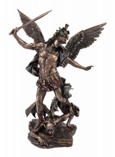 10 1 2 inch Bronzed St Michael Battling Lucifer Archangel Statue 