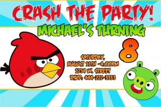 Angry Birds Personalized Custom Birthday Party Invitations