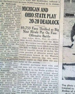 1941 MICHIGAN   OHIO STATE RIVALRY College Football NCAA Big Ten Game 