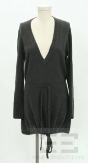 Ann DEMEULEMEESTER Charcoal Grey Wool Alpaca Belted Tunic Sweater Size 