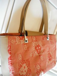 Anne Klein Purse Handbag Shoulder Bag Double Handle Red and Camel Tote 
