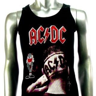 Sz M AC DC Angus Young T Shirt Tank Top Vest Biker Heavy Metal Punk 