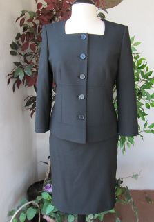 Anne Klein Elegant Black Jacket Skirt Suit s 6 8