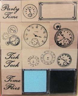 Mounted Rubber Stamps Steampunk Altered Art Time Clocks incl. Inkpads 