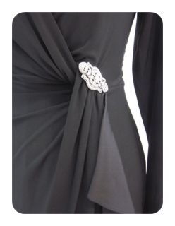 New Plus Ralph Lauren Black on The Town Long Sleeve Faux Wrap Dress 