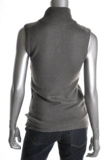 Anne Klein New Gray Cable Knit Sleeveless Turtleneck Sweater s BHFO 