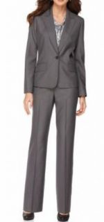 Anne Klein 3pc Charcoal Sharkskin Pant Suit Sz 2 $320