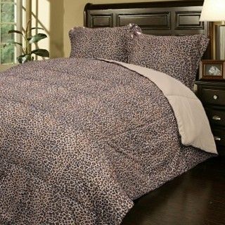 Leopard Print Down Alternative Comforter and Sham Set Super Soft King 
